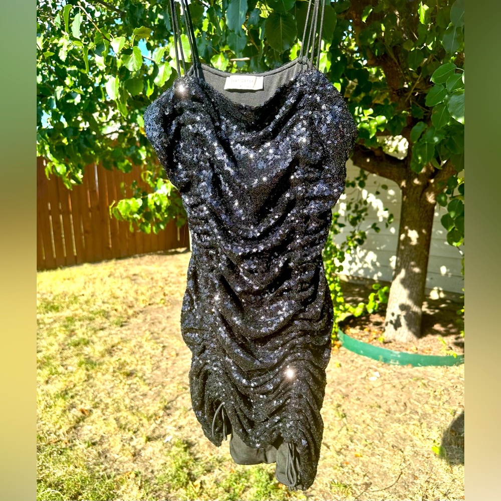 Sequined Ruched Mini Dress